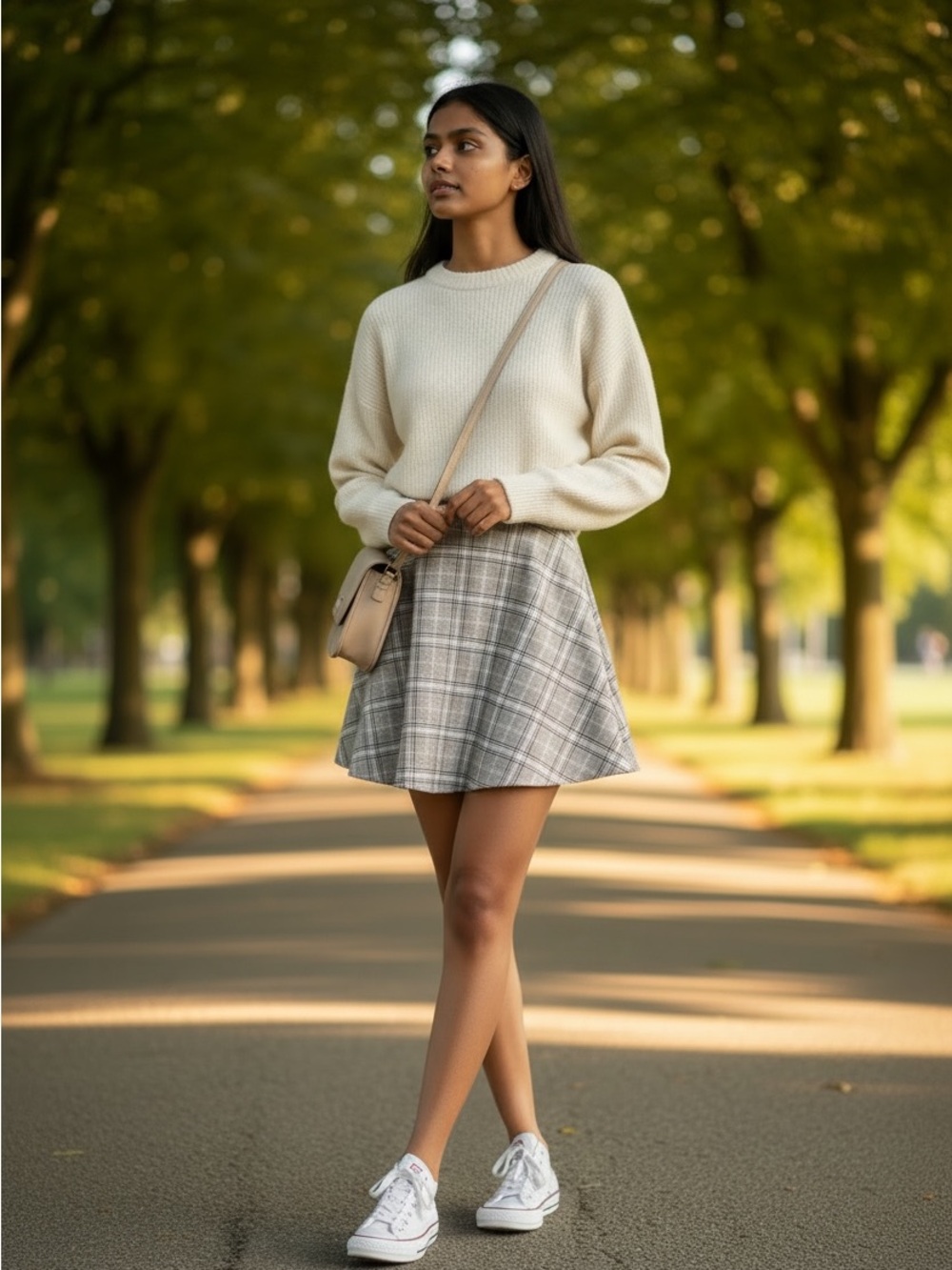 Aeropostale Taupe Plaid Circle Skirt